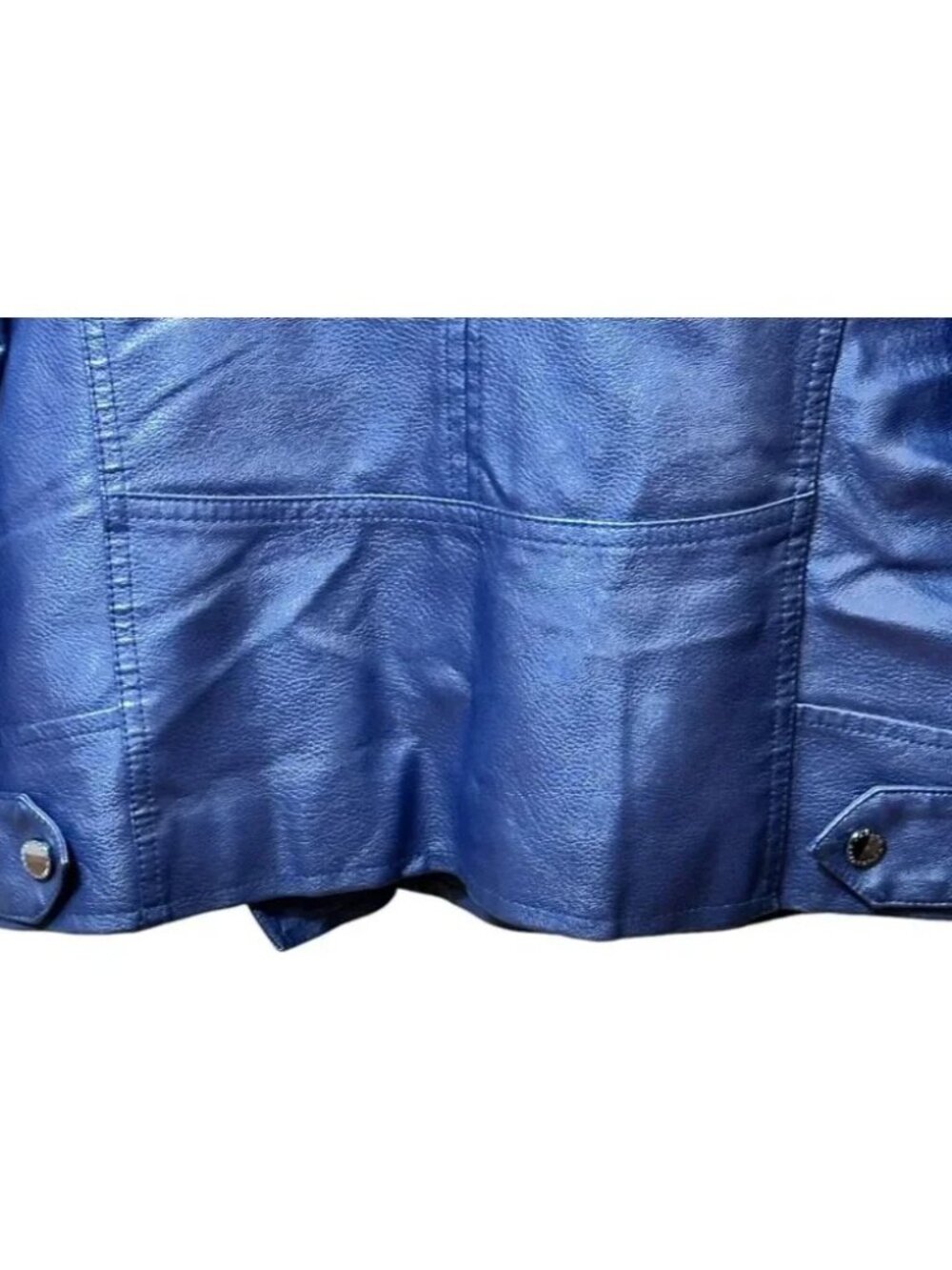 French Connection Faux Leather Moto Jacket Size X-Large Navy - Picture 8 of 14